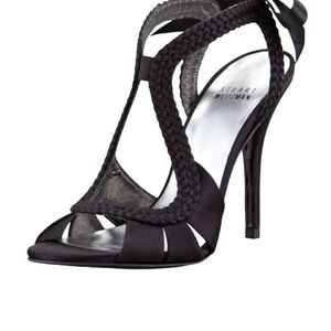 Stuart Weitzman Womens Sweepstake Braided Satin High Heels Made In Spain